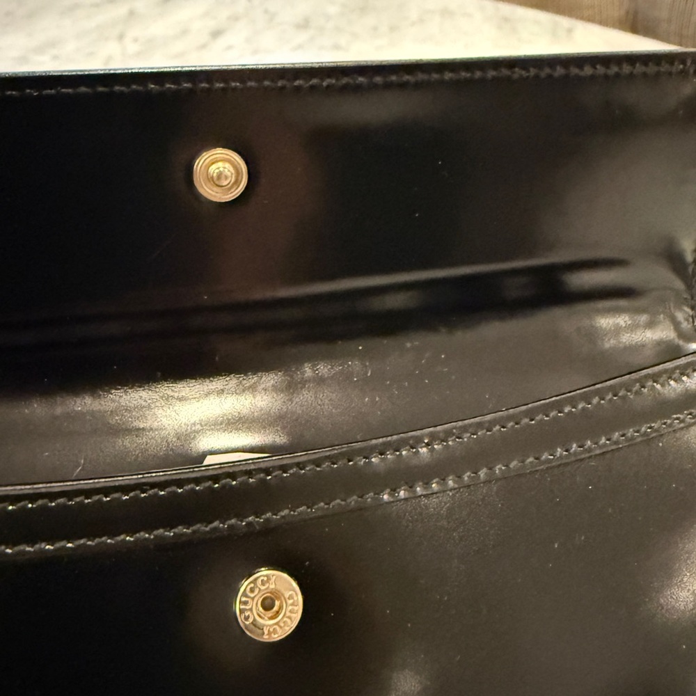 GUCCI Tom Ford Era “Avedon” Long Continental Wallet Black Box Calf Silver Buckle - Picture 7 of 8